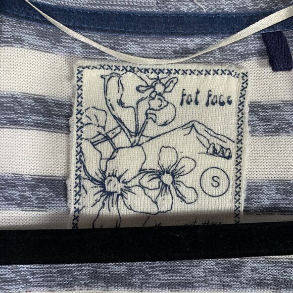 Fat Face Blue White Stripe Sleeveless Drape Vest Cardigan Size Small Layering - Picture 3 of 7